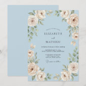 Immergrün Champagner Blütenblatt Hochzeit Einladung (Vorne/Hinten)