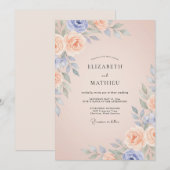 Immergrün Champagner Pfingstrose Hochzeit Einladung (Vorne/Hinten)