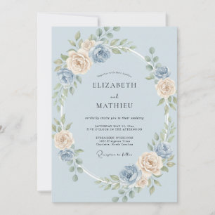 Immergrün Champagner-Rosen-Hochzeit Einladung