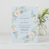 Immergrün Champagner-Rosen-Hochzeit Einladung (Stehend Vorderseite)