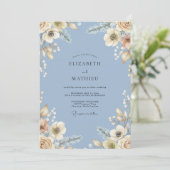 Immergrün-Creme-Blüten-Hochzeit Einladung (Stehend Vorderseite)