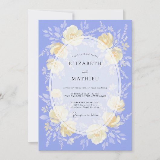 Immergrün-Creme-Ranunculus-Eukalyptus-Hochzeit Einladung (Vorderseite)
