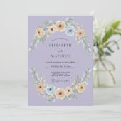 Immergrün Cremige Gemalte Hochzeit Einladung (Stehend Vorderseite)