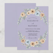 Immergrün Cremige Gemalte Hochzeit Einladung (Vorne/Hinten)