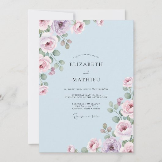 Immergrün-Flora-Hochzeit mit Flüstern Einladung (Vorderseite)
