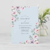 Immergrün-Flora-Hochzeit mit Flüstern Einladung (Stehend Vorderseite)