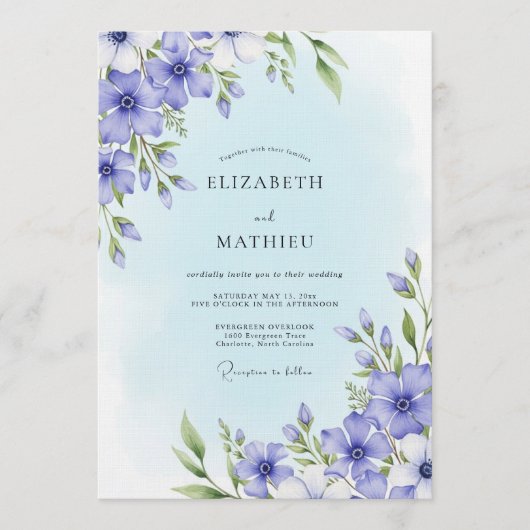 Immergrün Florale Launen Hochzeit Einladung (Vorderseite)