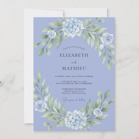 Immergrün Florale Üppige Bogenhochzeit Einladung (Vorderseite)