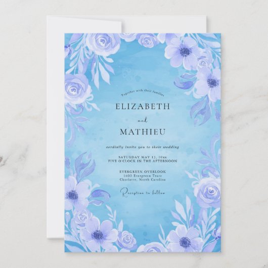Immergrün-Frost-Ranunculus-Eukalyptus-Hochzeit Einladung (Vorderseite)