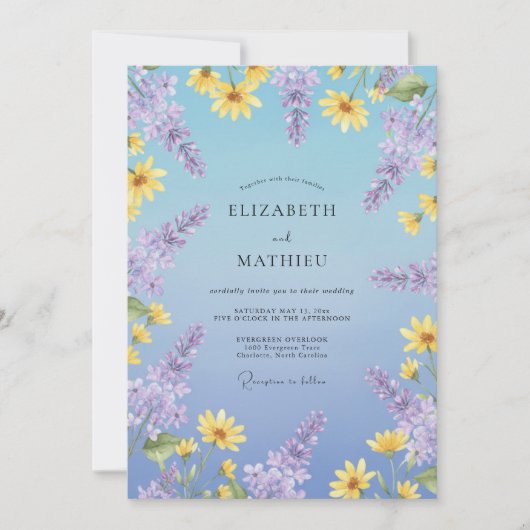 Immergrün Gänseblümchen Eukalyptus Hochzeit Einladung (Vorderseite)