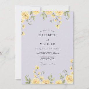 Immergrün Gelbe Blütenblätter Hochzeit Einladung