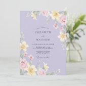Immergrün Gelbe Wildblumen-Hochzeit Einladung (Stehend Vorderseite)