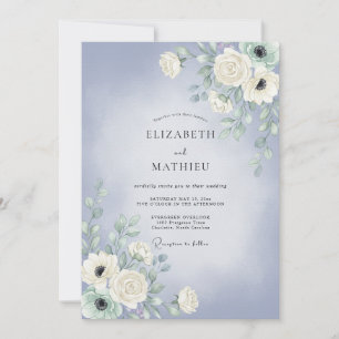 Immergrün gemalte Petal-Hochzeit Einladung