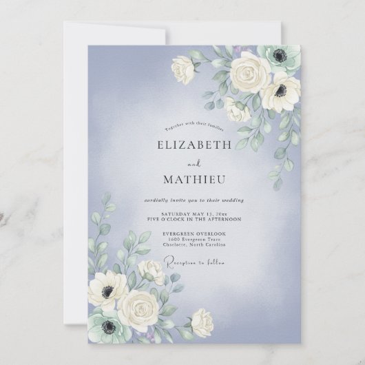Immergrün gemalte Petal-Hochzeit Einladung (Vorderseite)