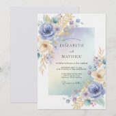 Immergrün-Gold-Laub-Eukalyptus-Hochzeit Einladung (Vorne/Hinten)
