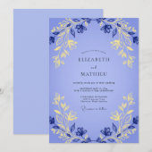 Immergrün-Gold-Laub-Grau-Eukalyptus-Hochzeit Einladung (Vorne/Hinten)
