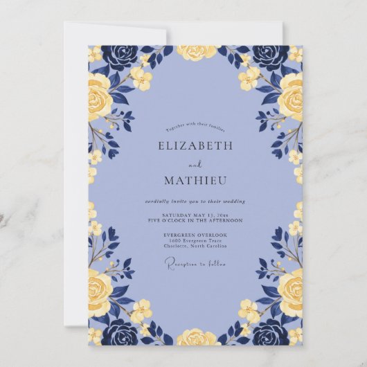 Immergrün-Gold-Ranunculus-Eukalyptus-Hochzeit Einladung (Vorderseite)