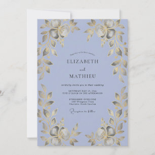 Immergrün-Goldblatt-Hochzeit Einladung