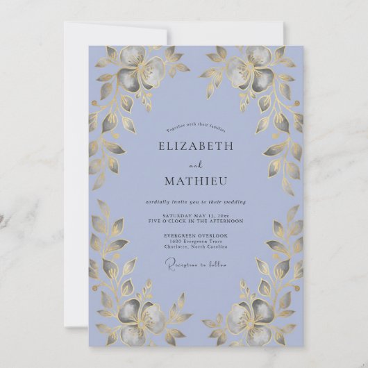 Immergrün-Goldblatt-Hochzeit Einladung (Vorderseite)
