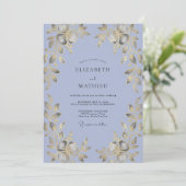 Immergrün-Goldblatt-Hochzeit Einladung (Stehend Vorderseite)