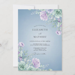 Immergrün Helles Flieder Blatt Hochzeit Einladung