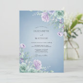 Immergrün Helles Flieder Blatt Hochzeit Einladung (Stehend Vorderseite)