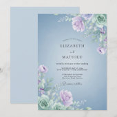 Immergrün Helles Flieder Blatt Hochzeit Einladung (Vorne/Hinten)