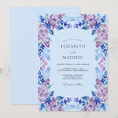 Immergrün Helllila Blütenblätter Hochzeit Einladung (Vorne/Hinten)