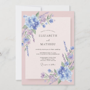 Immergrün-Hortensien-Flieder-Eukalyptus-Hochzeit Einladung