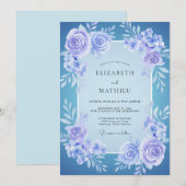 Immergrün-Indigo-Kranz-Hochzeit Einladung (Vorne/Hinten)