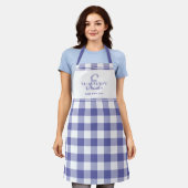 Immergrün-Küchen-Monogramm-Name Gingham-Karo Schürze (Getragen)