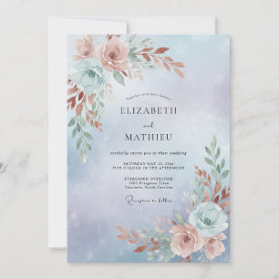 Immergrün-Kupfer-Laub-Eukalyptus-Hochzeit Einladung