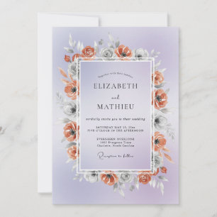 Immergrün-Kupfer-Mohn-Hochzeit Einladung