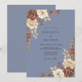 Immergrün-Kupfer-Rosen-Hochzeit Einladung (Vorne/Hinten)