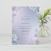 Immergrün Lavendel Blatt Hochzeit Einladung (Stehend Vorderseite)