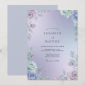 Immergrün Lavendel Blatt Hochzeit Einladung (Vorne/Hinten)