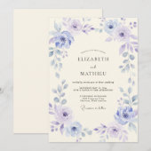 Immergrün-Lavendel-Blüten-Hochzeit Einladung (Vorne/Hinten)
