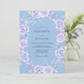 Immergrün Lavendel Himmelsbraut Frühling Hochzeit Einladung (Stehend Vorderseite)