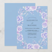 Immergrün Lavendel Himmelsbraut Frühling Hochzeit Einladung (Vorne/Hinten)