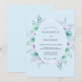 Immergrün-Lavendel-Kranz-Hochzeit Einladung (Vorne/Hinten)