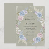 Immergrün-Lavendel-Laub-Eukalyptus-Hochzeit Einladung (Vorne/Hinten)