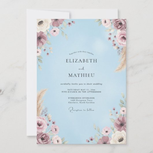 Immergrün Lavendel Wildblumen-Hochzeit Einladung (Vorderseite)
