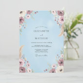 Immergrün Lavendel Wildblumen-Hochzeit Einladung (Stehend Vorderseite)