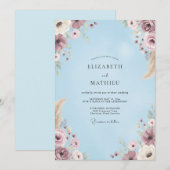 Immergrün Lavendel Wildblumen-Hochzeit Einladung (Vorne/Hinten)