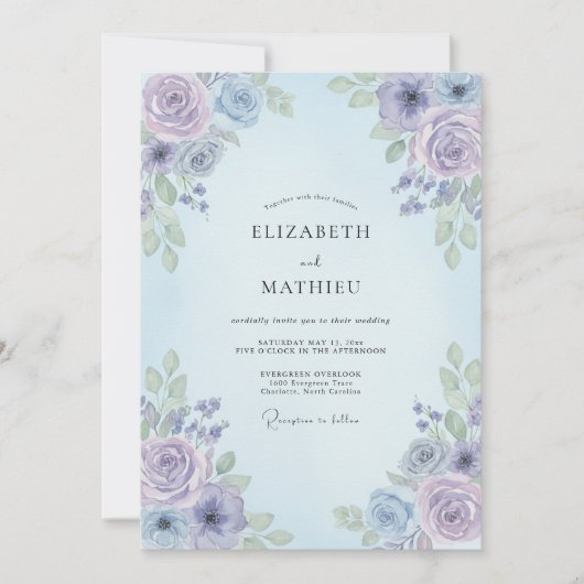 Immergrün Leuchtende Florale Hochzeit Einladung (Vorderseite)