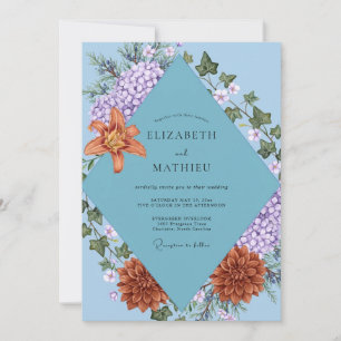 Immergrün-Lila-Efeu-Eukalyptus-Hochzeit Einladung