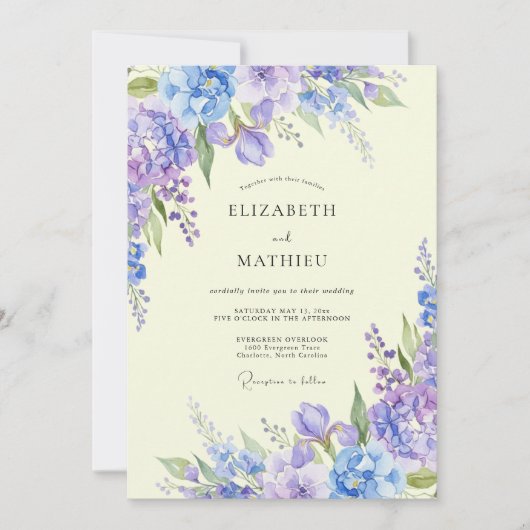 Immergrün-Lilien-Hochzeit Einladung (Vorderseite)