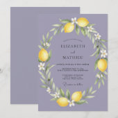 Immergrün-Limonen-Kranz-Hochzeit Einladung (Vorne/Hinten)