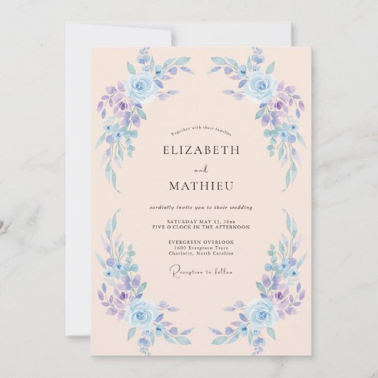 Immergrün Luftige Blumenhochzeit Einladung (Vorderseite)