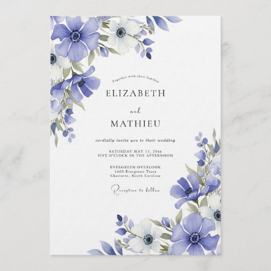 Immergrün-Malerische Flora-Hochzeit Einladung (Vorderseite)